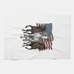 Ouderwetse Patriottische Rennende Paarden Vector D Theedoek