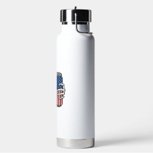 Ouderwetse Patriottische Skelet Handen die Blikjes Waterfles