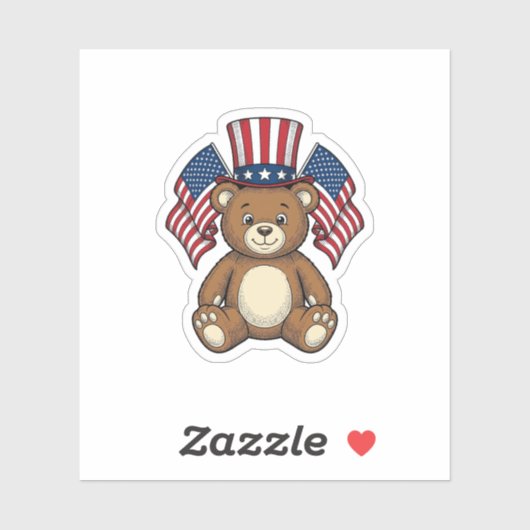 Ouderwetse Patriottische Teddybeer Vectorontwerp_1 Sticker (Vel)