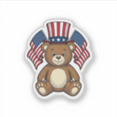 Ouderwetse Patriottische Teddybeer Vectorontwerp_1 Sticker (Voorkant)