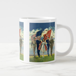 Ouderwetse Patriottische, Trotse Militaire Held Grote Koffiekop