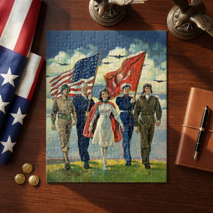 Ouderwetse Patriottische, Trotse Militaire Held Legpuzzel