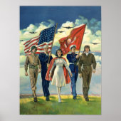 Ouderwetse Patriottische, Trotse Militaire Helden Poster (Voorkant)