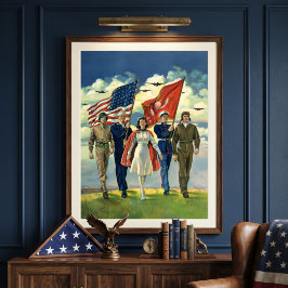 Ouderwetse Patriottische, Trotse Militaire Helden Poster