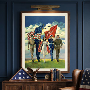 Ouderwetse Patriottische, Trotse Militaire Helden Poster