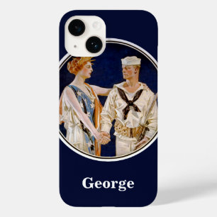 Ouderwetse patriottisme, Lady Liberty met marineze Case-Mate iPhone 14 Hoesje