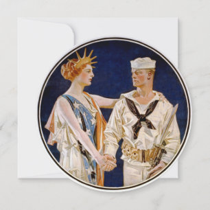 Ouderwetse patriottisme, Lady Liberty met marineze Kaart