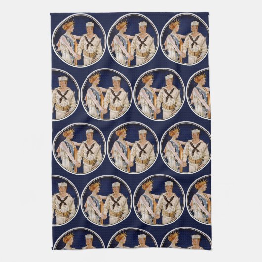 Ouderwetse patriottisme, Lady Liberty met marineze Theedoek (Verticaal)