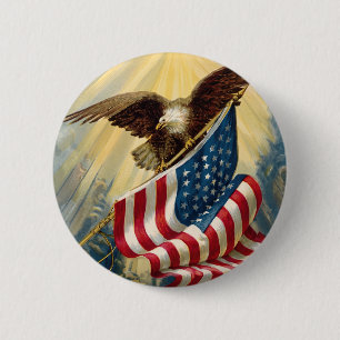 Ouderwetse Patriottisme, Patriottische Amerikaanse Ronde Button 5,7 Cm