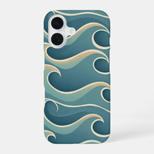 Ouderwetse patroon met gestileerde golven iPhone 16 hoesje