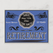 Ouderwetse pensionering Save the date - Blauw Aankondigingskaart (Voorkant)