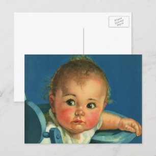 Ouderwetse peuter, schattig jongetje of meisje in briefkaart