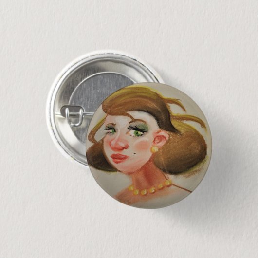 ouderwetse pin-up Girl 1950  Ronde Button 3,2 Cm (Voorkant /achterkant)