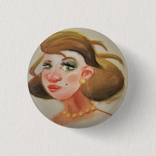 ouderwetse pin-up Girl 1950  Ronde Button 3,2 Cm (Voorkant)
