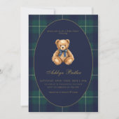 Ouderwetse Polo Teddybeer Babyshower Uitnodiging (Voorkant)