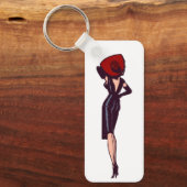 Ouderwetse prachtige glamour meisje retro pin-up sleutelhanger (Voorkant)