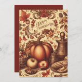 Ouderwetse Prettig Thanksgiving Feestdagenkaart (Voorkant / Achterkant)