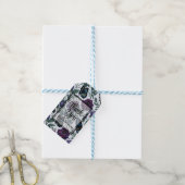 Ouderwetse pruim paars magenta bloemen vlinders cadeaulabel (Met Touw)