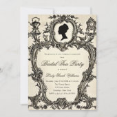 Ouderwetse Regency Rococo Bruidsdouche Thee Feestj Kaart (Voorkant)