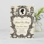 Ouderwetse Regency Rococo Bruidsdouche Thee Feestj Kaart (Staand voorkant)