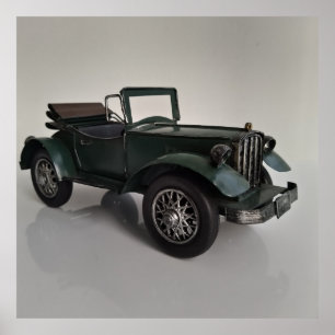 ouderwetse, retro-achtige, converteerbare auto poster