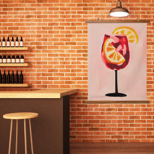 Ouderwetse Retro Aperol spritz Italiaanse cocktail Hangend Wandkleed