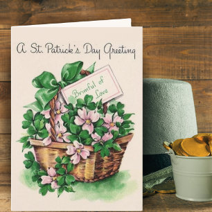Ouderwetse Retro Bloemenmand St. Patrick's Day Feestdagen Kaart