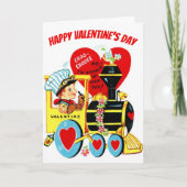 Ouderwetse Retro Jongen in Trein Custom Valentijns Feestdagen Kaart (Voorkant)