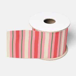 Ouderwetse Retro Kerst Streep Patroon Roze Grosgrain Lint