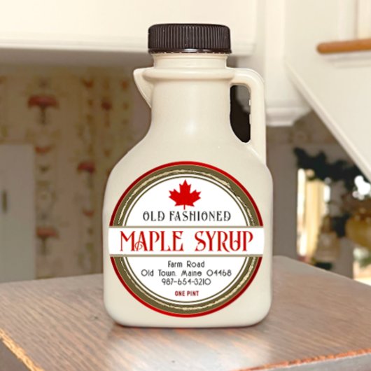 Ouderwetse Retro Maple Syrup Harten en Blad Ronde Sticker