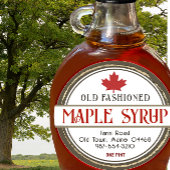 Ouderwetse Retro Maple Syrup Harten en Blad Ronde Sticker