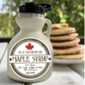 Ouderwetse Retro Maple Syrup Harten en Blad Ronde Sticker
