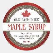 Ouderwetse Retro Maple Syrup Harten en Blad Ronde Sticker (Voorkant)
