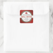 Ouderwetse Retro Maple Syrup Harten en Blad Vierkante Sticker (Tas)