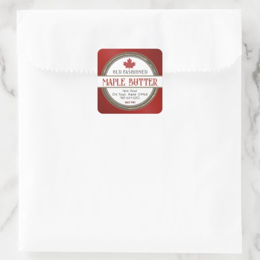 Ouderwetse Retro Maple Syrup Harten en Blad Vierkante Sticker (Tas)