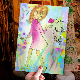 Ouderwetse retro meisjesachtige vlinder Kerst nieu Kaart