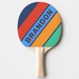 Ouderwetse Retro Regenboog Vet met Naam Tafeltennisbatje