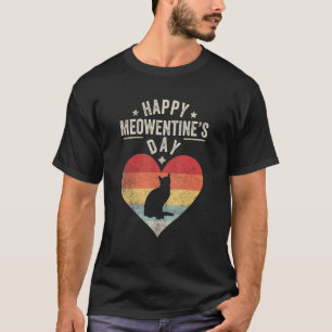 Ouderwetse Retro Schattige Kat Valentijnsdag T-shirt