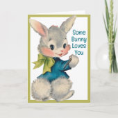 Ouderwetse Retro Some Bunny Loves You Aangepaste P Feestdagen Kaart (Voorkant)