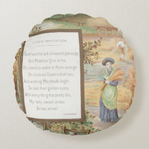 Ouderwetse Retro Valentijn, landschap van het plat Rond Kussen