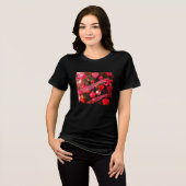 Ouderwetse Retro Valentijnsboom op knus zwart Tri-Blend Shirt (Voorkant volledig)