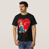 Ouderwetse Retro Valentijnsdag, Jongen die Hartjes T-shirt (Voorkant volledig)