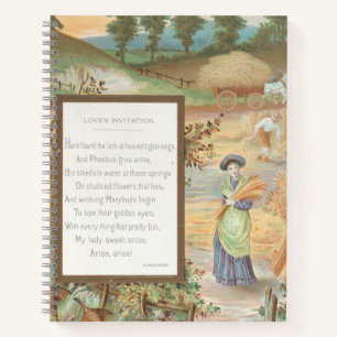 Ouderwetse Retro Valentijnsdag, landschap van het  Notitieboek
