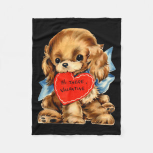 Ouderwetse Retro Valentijnsdag Puppy Hond Valentij Fleece Deken