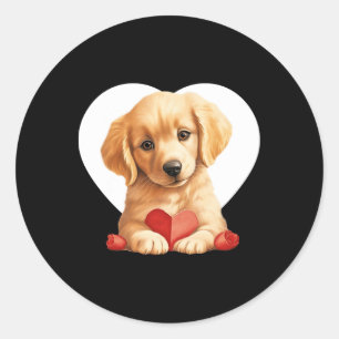 Ouderwetse Retro Valentijnsdag Puppy Hond Valentij Ronde Sticker