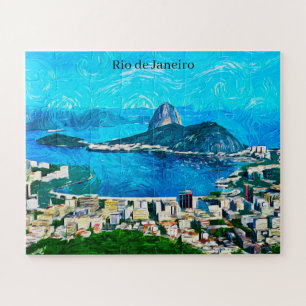 Ouderwetse Rio de Janeiro Aquarel Schilderij Legpuzzel