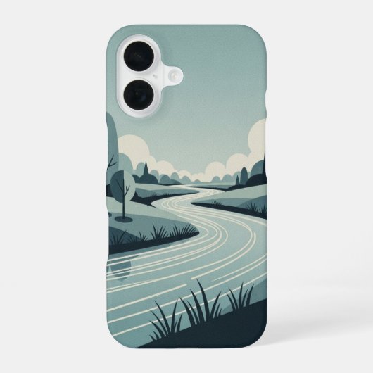 Ouderwetse rivier met zachte stroming iPhone 16 hoesje (Achterkant)