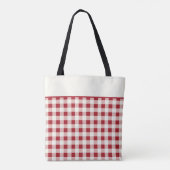 Ouderwetse rode en crème gingham met hartje tote bag (Achterkant)