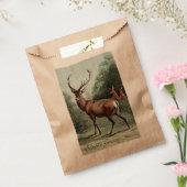 Ouderwetse Rode Hertengewei en Hinden Seizoensgroe Bedankzakje (Gezegeld)