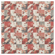 Ouderwetse rode patchwork boerderij-quilt met cott